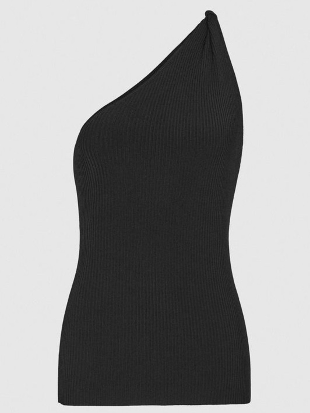 Reiss NWOT Black Thea Twist One Shoulder Ribbed Stretch Top (XS) - Picture 4 of 4